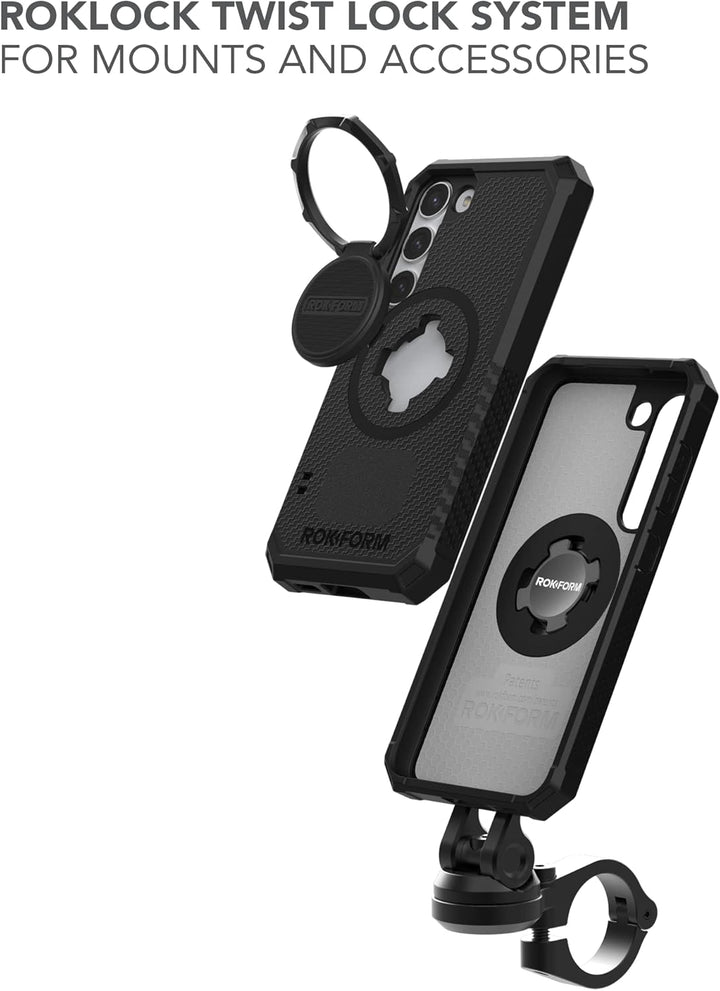 Rokform Galaxy S23 Hülle, Rugged Series, magnetische Hülle mit Drehverschluss, sturzgeprüfte Rüstung
