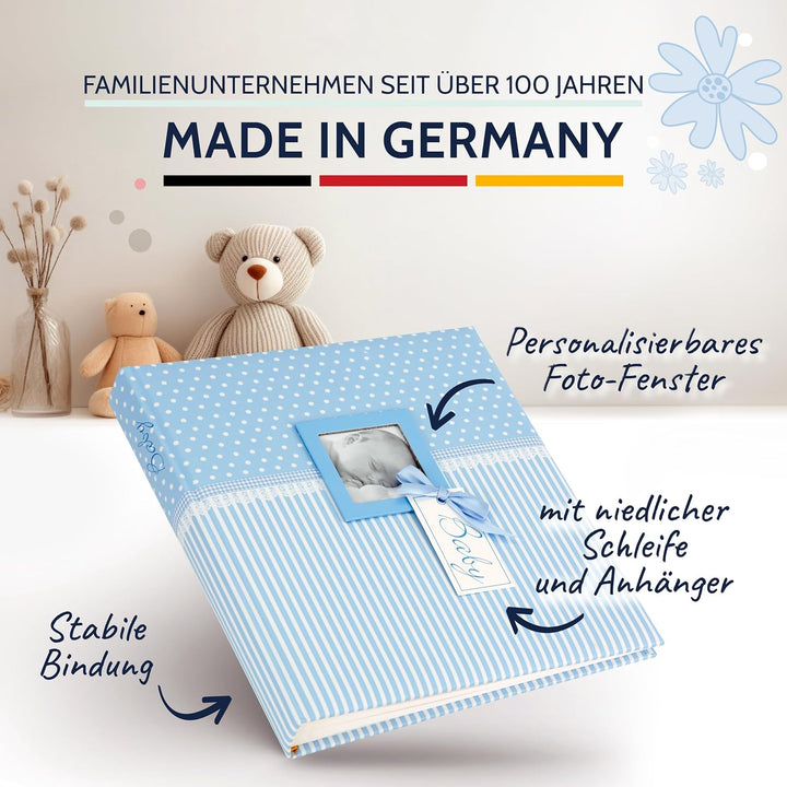 goldbuch 15802 Babyalbum mit Fensterausschnitt, Fotoalbum mit 58 weissen Blankoseiten und 4 illustri