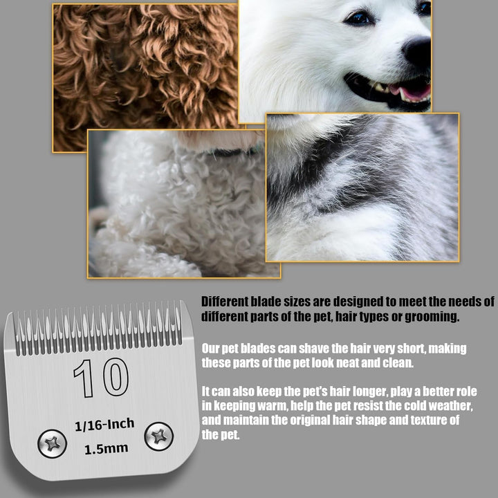 Ersatzklingen für Hundeschermaschine 3 Stück für Hund Katze 10F/1,5 mm | Edelstahl-Scherköpfe, Kling