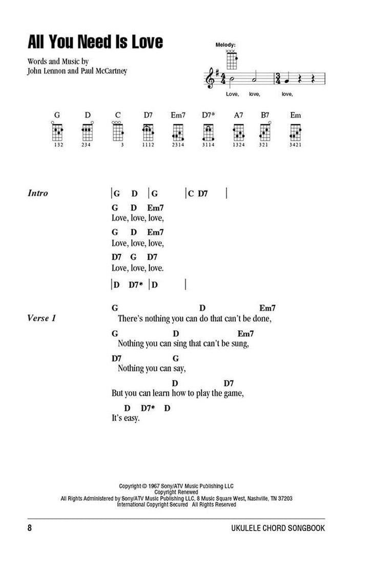 The Beatles Ukulele Chord Songbook, Taschenbuch