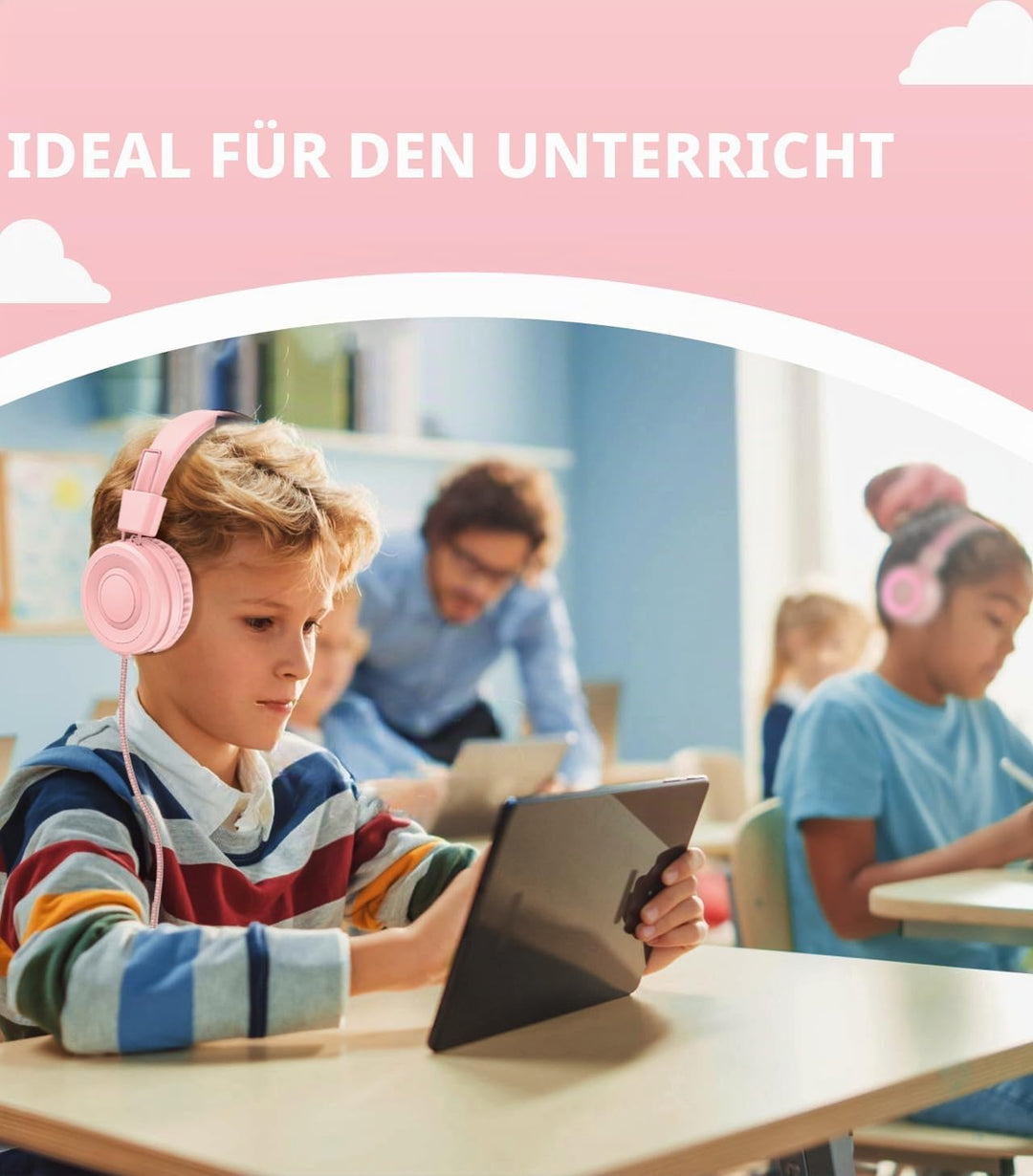 Upgrade USB Typ C Kinder Kopfhörer für die Schule, 94 dB sichere Lautstärke begrenzt, HD-Stereo-Soun