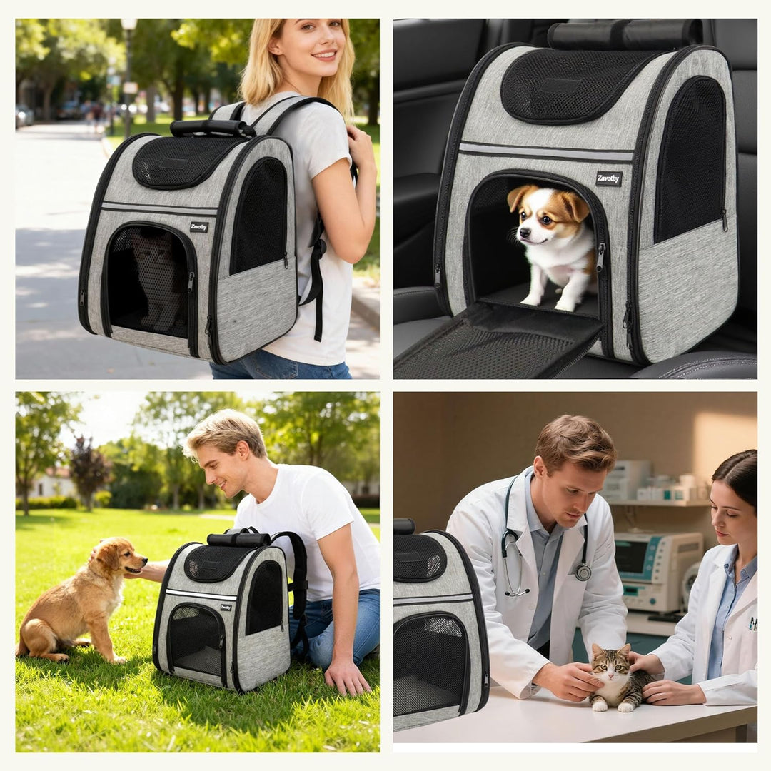 Zavothy Haustier Rucksack für Katzen und Hunde, Tragbar und Faltbar, mit Netzfenster und Gepolsterte