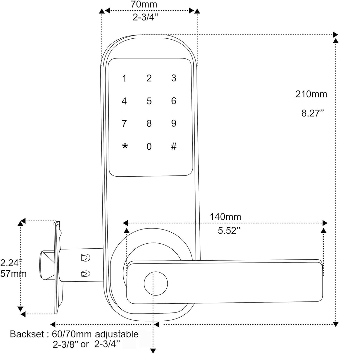 Haifuan Touchscreen-Digitalschlösser, Bluetooth, mit App, Code, Karte und Schlüssel HFAM10B-ORB-R, H