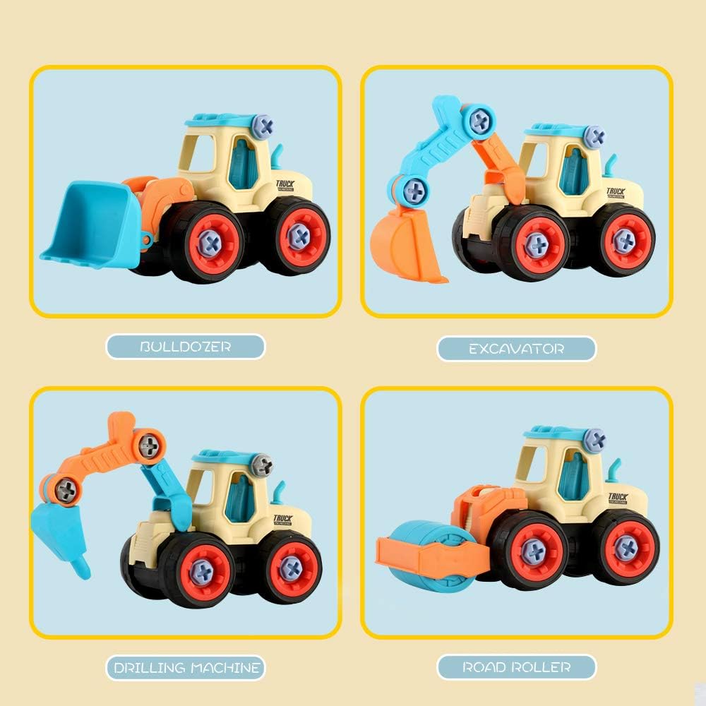 Montage Spielzeug Auto LKW Bagger Spielzeug mit Schraubendreher BAU Baufahrzeuge Fahrzeuge, DIY Lern