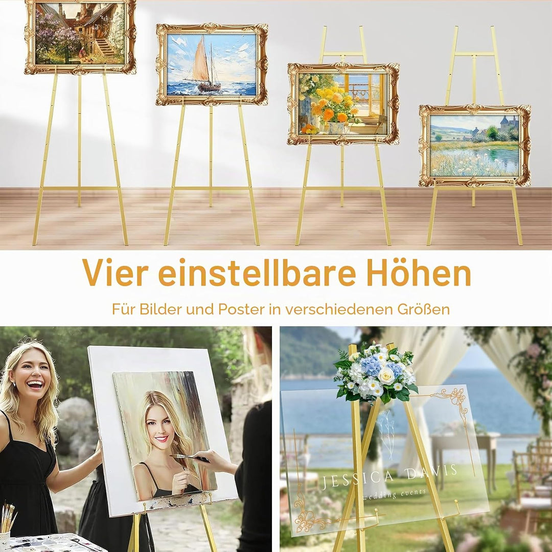 Staffelei Hochzeit, 110cm Metall Staffelei für Schilder Gold staffeleien Gross Willkommensschild Hoc