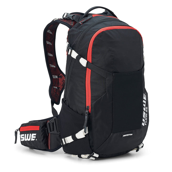 USWE Flow - Backpack with Back Protector, for Bike, Mountainbike, MTB and E-MTB Flow 16 Schwarz, Flo