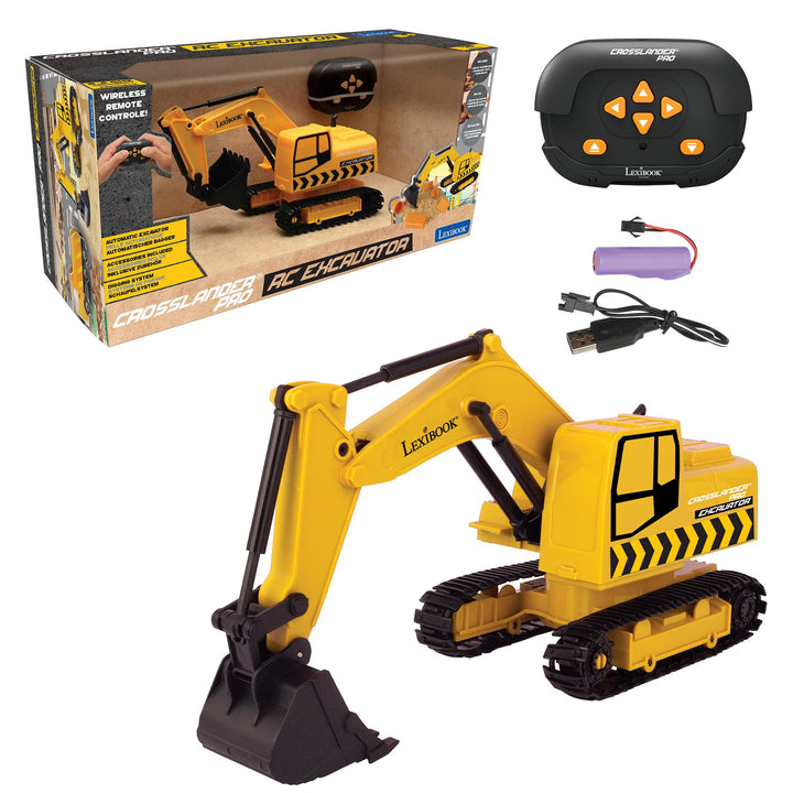 Lexibook, Crosslander® pro RC Excavator, Ferngesteuerter Baggerlader, automatischer Bagger, Spieltep