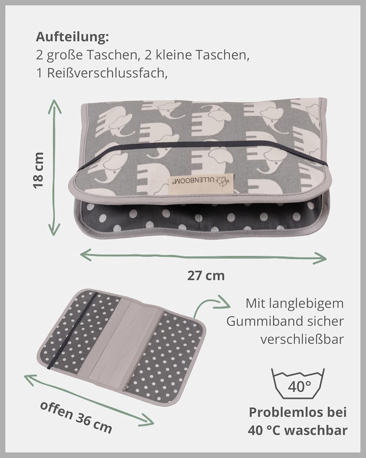 ULLENBOOM ® Windeltasche für unterwegs (Made in EU) - Wickeltasche für bis zu 3 Windeln, Feuchttüche