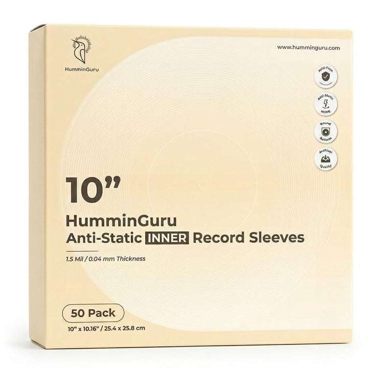 HumminGuru Vinyl-Innenhülle für Schallplatten, 10 Zoll, säurefrei &amp; antistatisch, 1,5 Mil Archiv-HDP