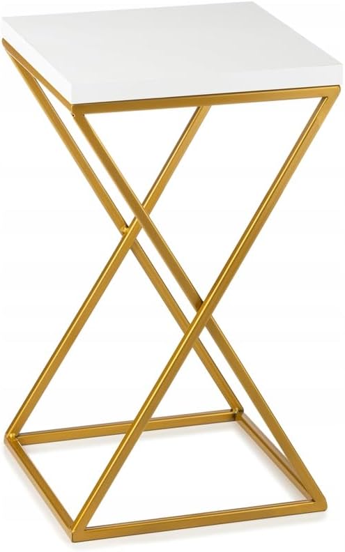 HowHomely Pflanzenständer Metall 40 cm Hoch - Stabiler und Fester Blumenhocker mit Weiss MDF-Platte
