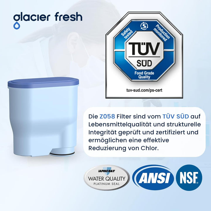 6 x GLACIER FRESH Ersatzwasserfilter Kompatibel mit Philips® AquaClean® CA6903/10, CA6903/22, 6