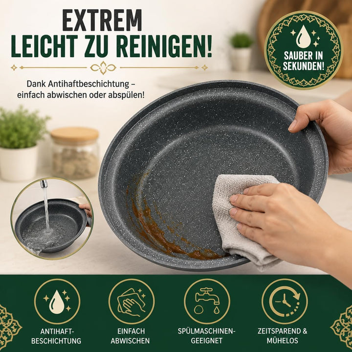 SWISS LINE Tajine 30 cm Induktion geeignet – Aluminium Schmortopf mit Keramikdeckel – Antihaft Marmo