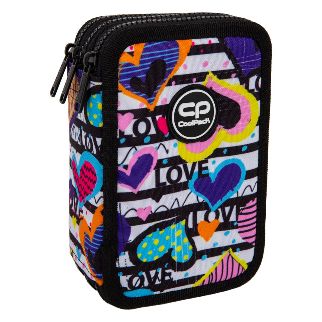 CoolPack Schulstiftetui mit Diary-Motiv, 3-stöckig, 44-teilig gefüllt, Polyester, Reissverschluss, H