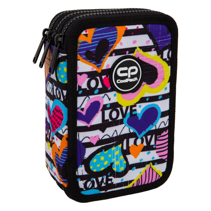 CoolPack Schulstiftetui mit Diary-Motiv, 3-stöckig, 44-teilig gefüllt, Polyester, Reissverschluss, H