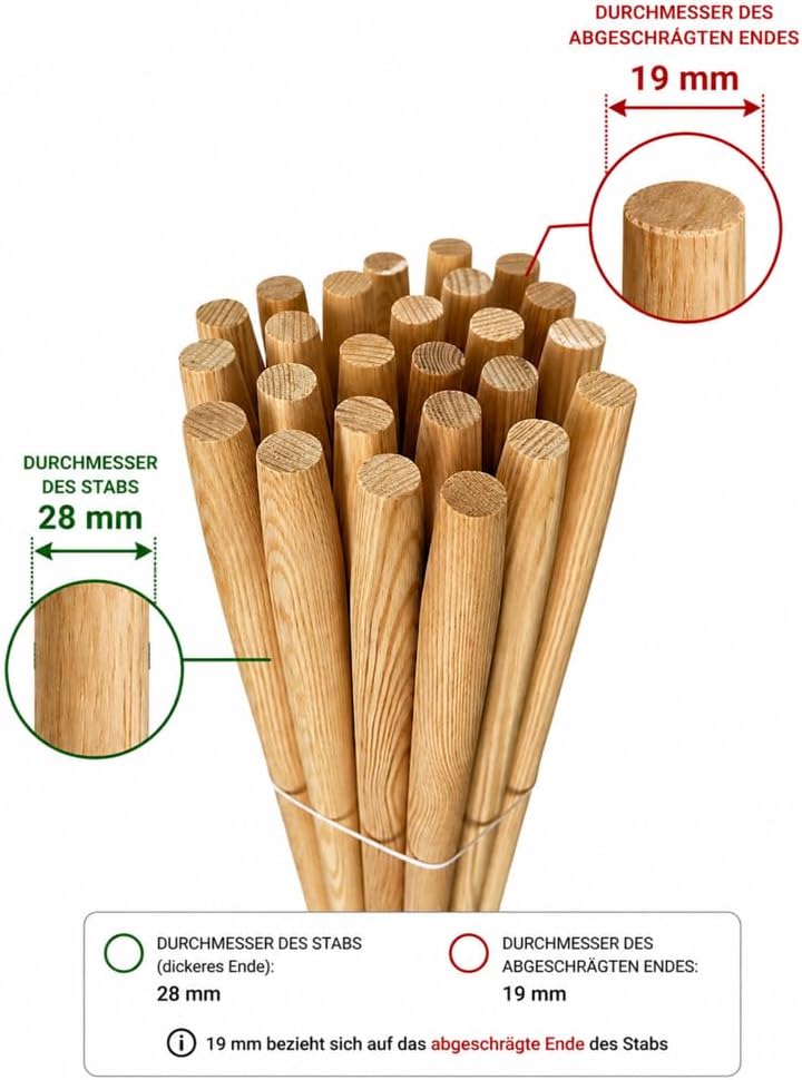 All4All Schaufelstiel 130cm, Holzgrif, Spatenstiel,Ersatz Spaten,Holz Stiel aus Buche,Ersatzstiel,Ga
