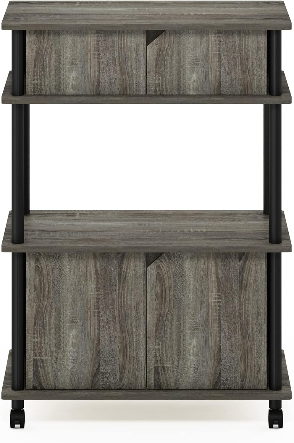 Furinno Turn-N-Tube Küchen-Aufbewahrungswagen mit Schrank, Französische Eiche Grau/Schwarz Französis