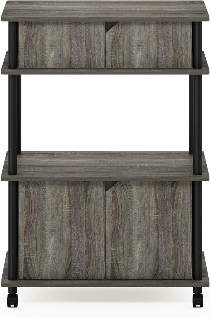 Furinno Turn-N-Tube Küchen-Aufbewahrungswagen mit Schrank, Französische Eiche Grau/Schwarz Französis