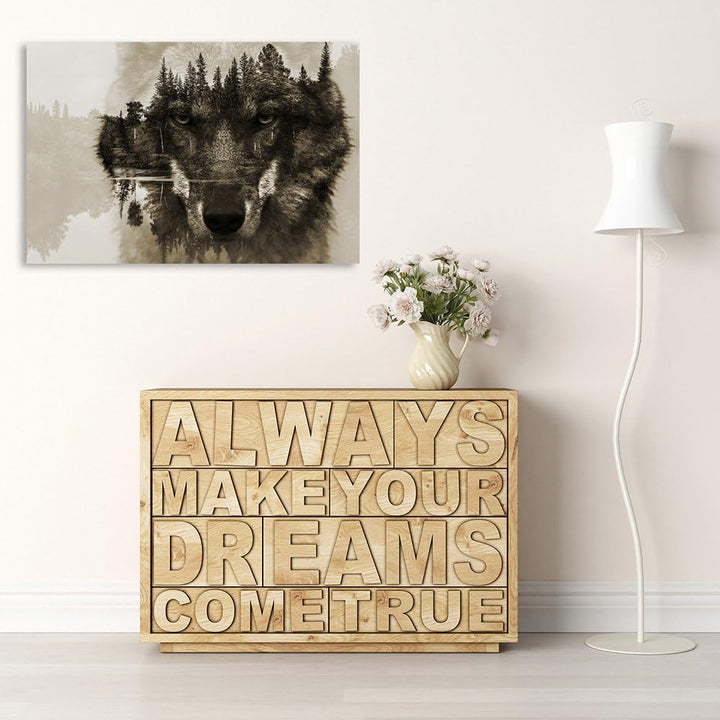 Feeby Frames, Leinwandbild, Bilder, Wand Bild, Wandbilder, Kunstdruck 50x70cm, TIERE, WOLF, NATUR, W