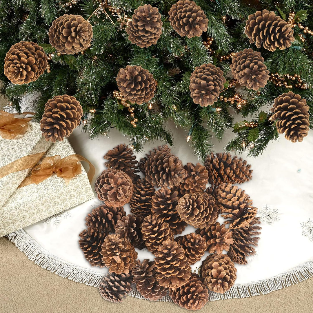 24 Stück Tannenzapfen Gross,11-14cm Kiefernzapfen,Zapfen zum Basteln für Weihnachtsbaum,Weihnachten,