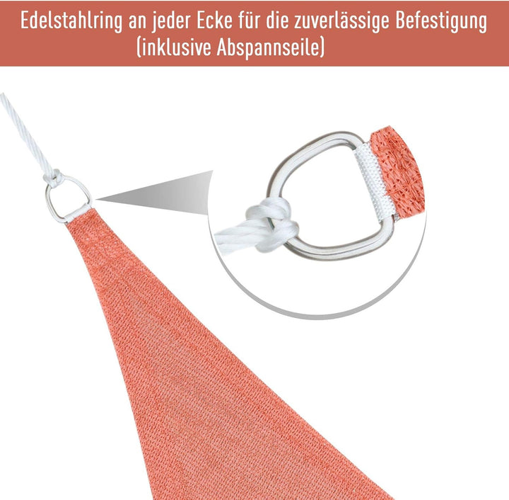 Outsunny Sonnensegel Sonnendach Sonnenschutz Dreiecke HDPE Grau 4 x 4 x 4 m 3x3x3m Rot, 3x3x3m Rot