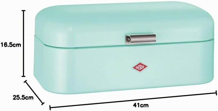 Wesco Grandy Brotkasten in der Farbe mint, pulverbeschichtetes Stahlblech, Lüftungslöcher und stabil