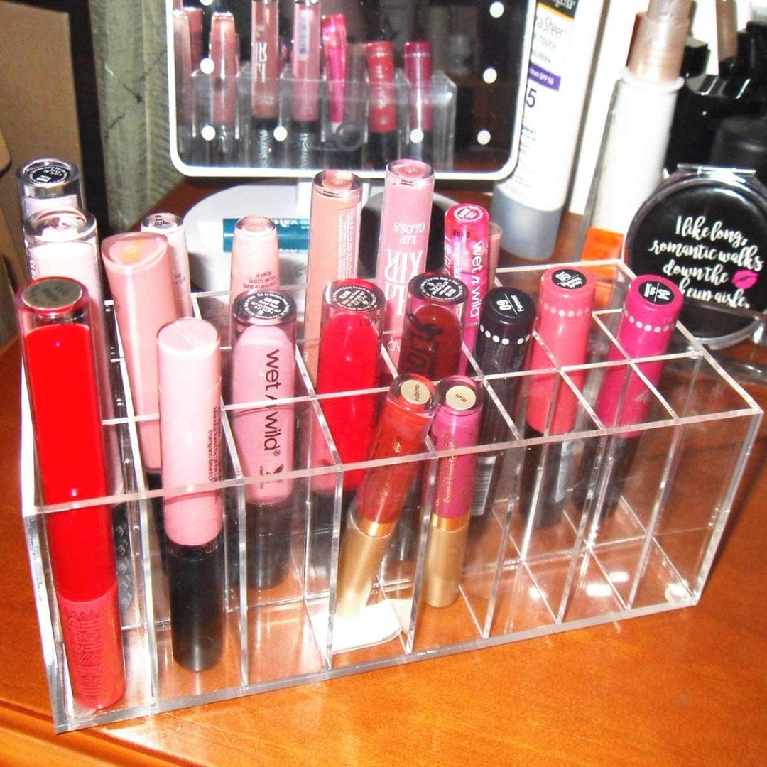 Lippenstift Organizer Aufbewahrungsbox mit 24 Plätzen, Acryl-Lipgloss-Ständer, für Pinsel, Lippensti
