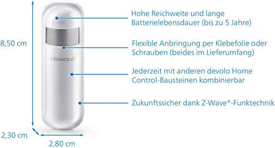 devolo Smart Home, Home Control Luftfeuchtemelder, Funk Hygrometer innen, Z-Wave Hausautomation, Tem