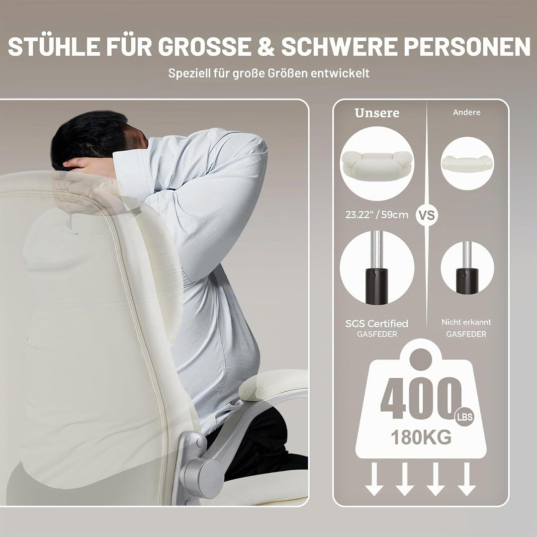 IWMH Grosser und hoher Bürostuhl 180KG, Schreibtischstuhl Ergonomisch | Chefsessel Computerstuhl mit