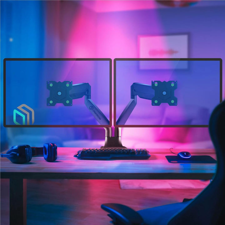 ONKRON Dual Monitor Halterung 2 Monitore - 75x75 VESA 100x100 Tischhalterung 2 schwenkbar für 13-32