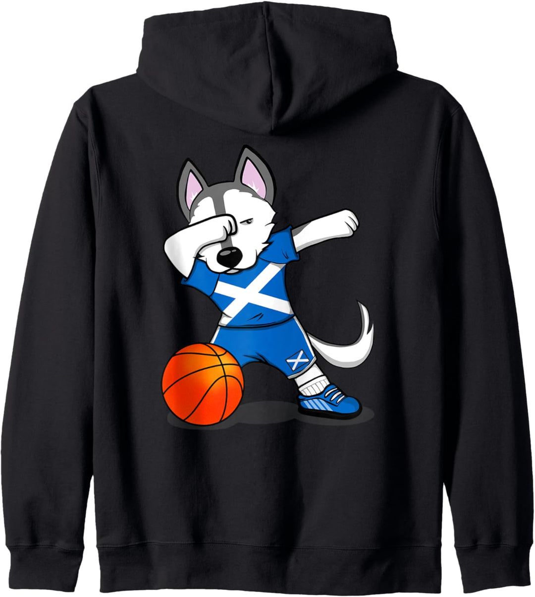 Dabbing Husky Schottland Basketball Fans Trikot Schottische Flagge Kapuzenjacke