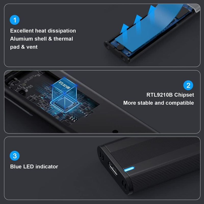 USB 3.0 auf NVME M-Key M.2 NGFF SSD Externer PCBA Conveter Adapter mit Flash Disk Case NVME 2280-BOX