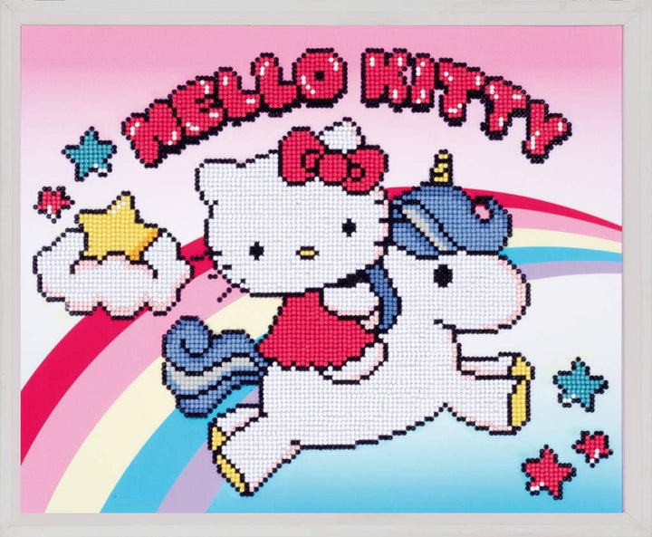 Vervaco 5413480782772 Hello Kitty & Einhorn Diamanten Malerei, Acrylic, mehrfarbig, ca. 37 x 30 cm