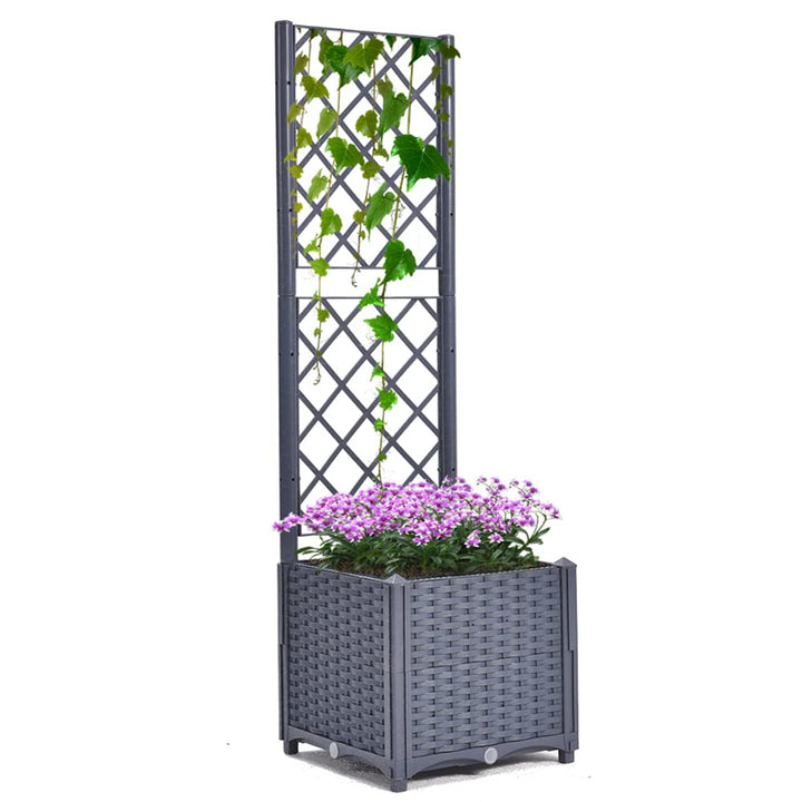 Mingone Pflanzgefäss Rankgitter Hochbeet Blumenkasten mit 1 Pflanzgefäss Wasserspeicher Balkonkasten