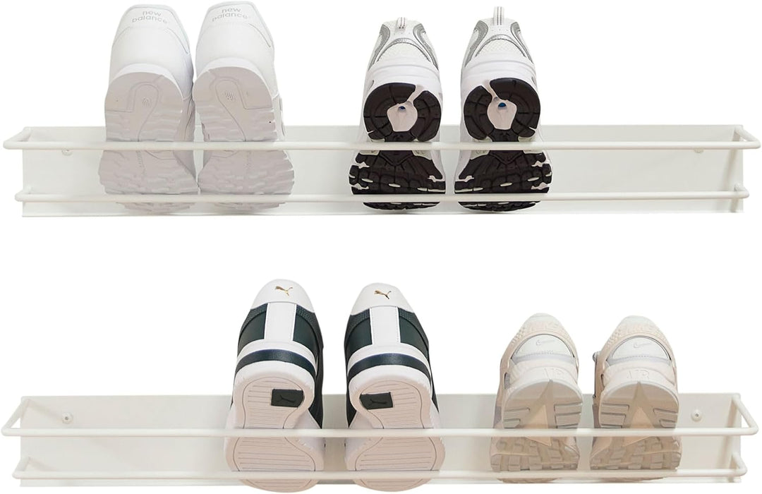 Elegantes Schuhregal Metall (Verkehrsweiss 2er Set, 60cm) „INN“ – Moderne Schuhaufbewahrung Schuhabl