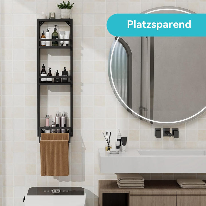 ZealWe Wandregal 3 Ebenen Badregale, Badezimmerregal mit Handtuchhalter, Badezimmer Regal Wand 30x10