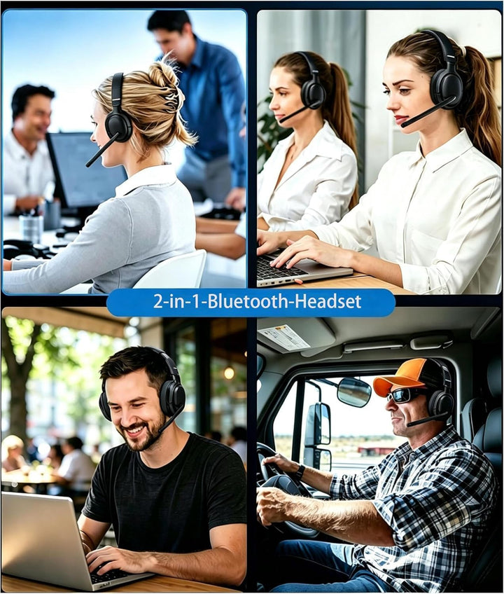 TECKNET Bluetooth Headset mit Mikrofon, kopfhörer kabellos mit BT5.4 Technologie, Mono/Stereo 2-in-1