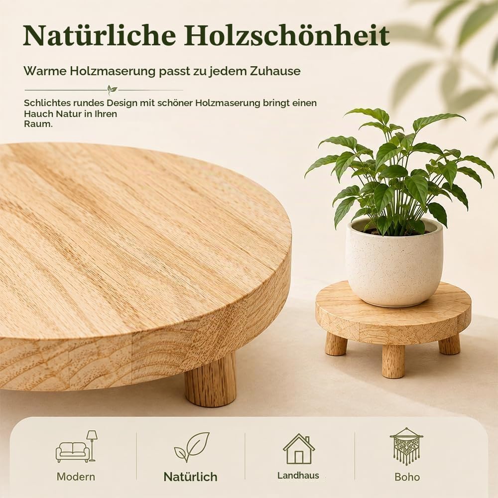 3 Stück Blumenhocker Pflanzenständer Holz Rund Blumenhocker Set