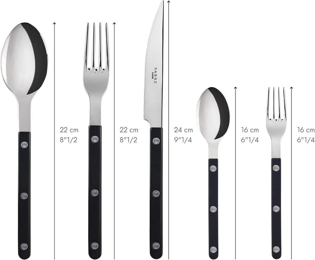SABRE PARIS - Tafelbesteck, 5-teilig - Bistrot - Messer, Gabel, Esslöffel, Teelöffel & Kuchengabel -
