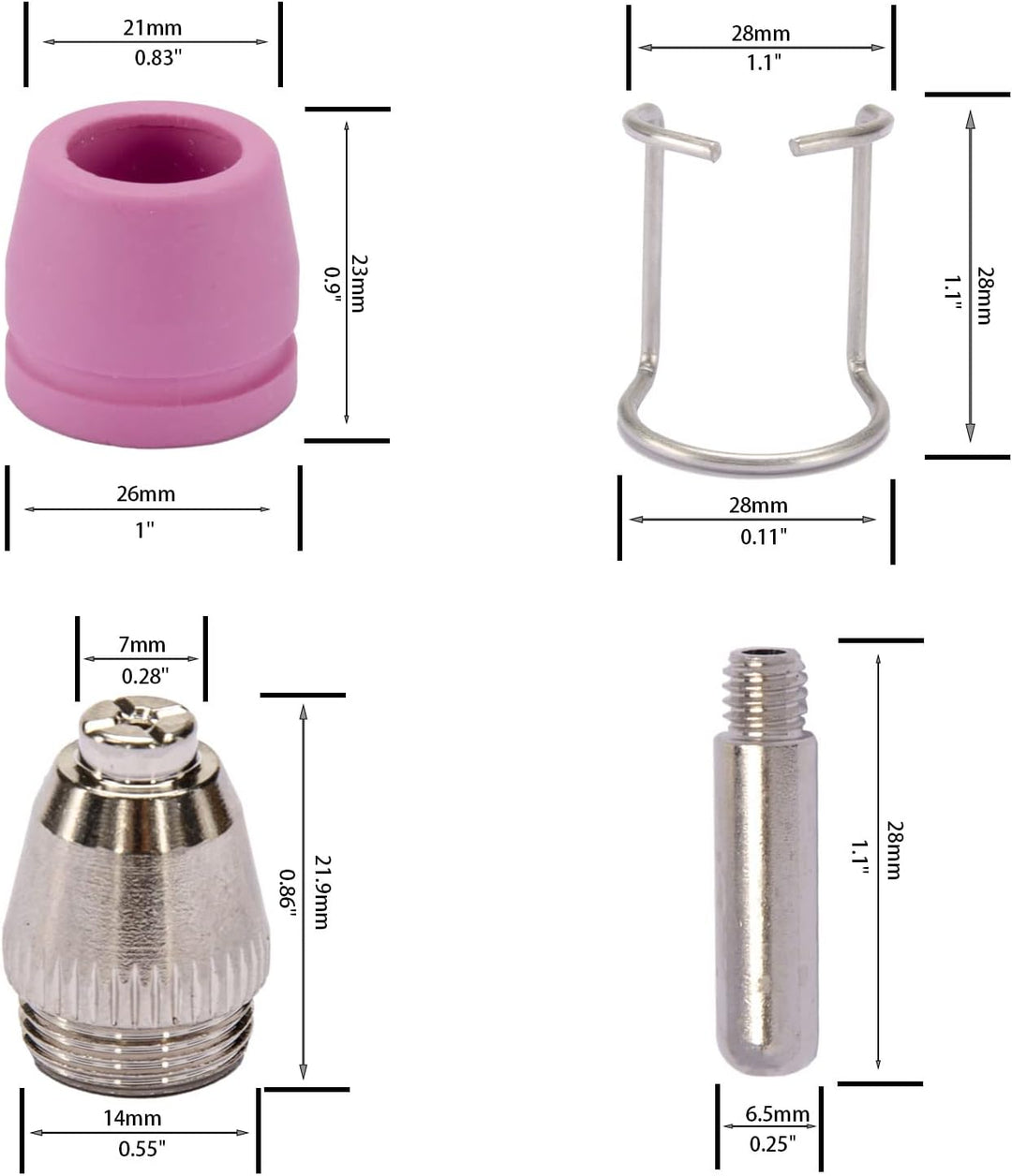 SG-55 AG-60 WSD-60 Plasmaschneider, Schneidbrenner, Düsen, Verbrauchsmaterialien-Set, 50 Stück 1.2MM