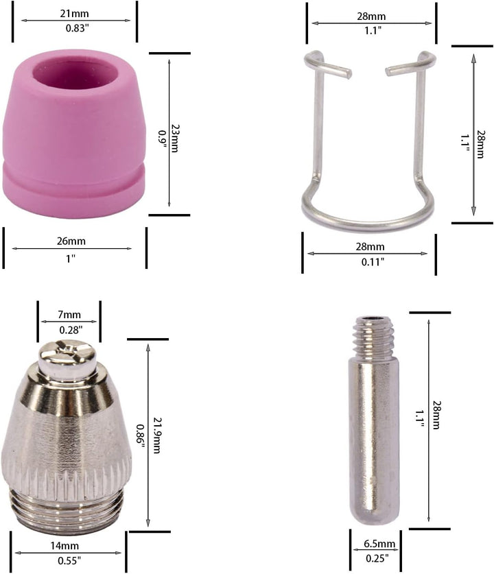 SG-55 AG-60 WSD-60 Plasmaschneider, Schneidbrenner, Düsen, Verbrauchsmaterialien-Set, 50 Stück 1.2MM