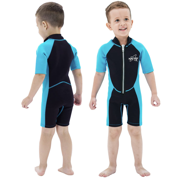 NATYFLY Kids Shorty Neoprenanzug 2.5mm Kinder Neopren Thermal Badeanzug UV-Schutz Badeanzüge für Mäd