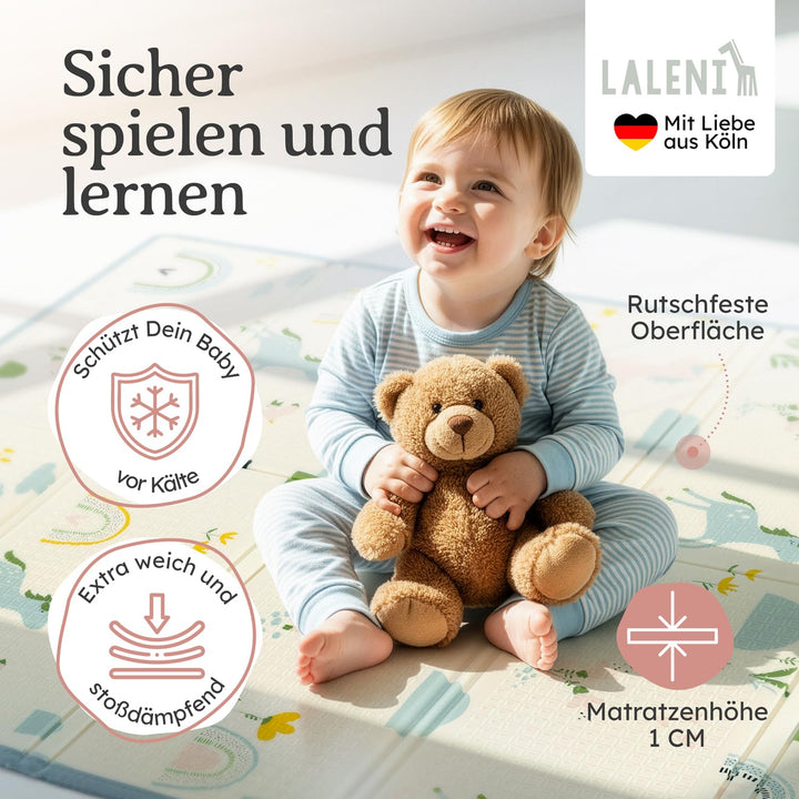 Laleni Krabbelmatte Baby 180x200x1 cm - wasserdichte Spielmatte Baby faltbar - isolierende Bodenmatt