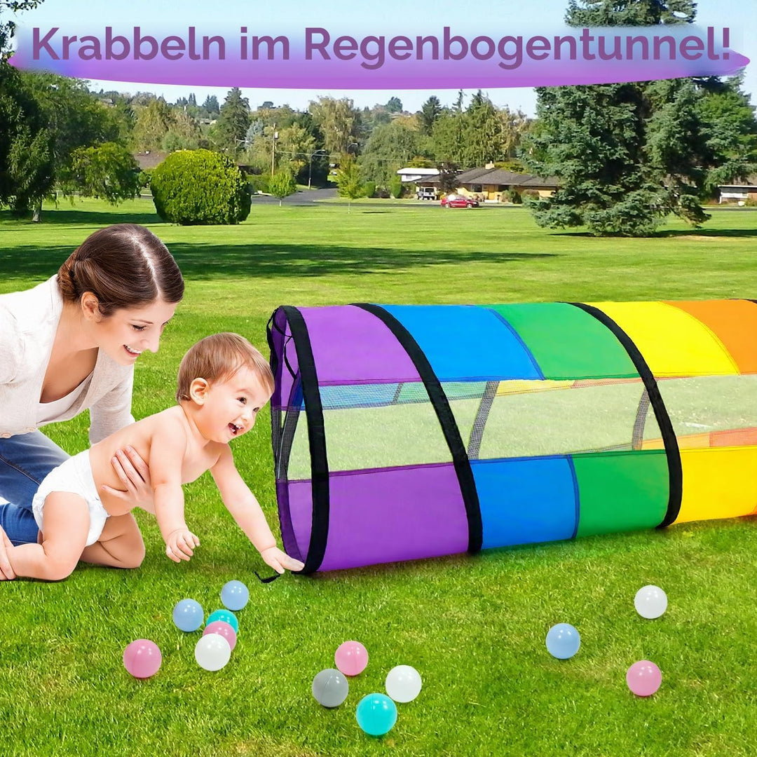 Kinder-Spieltunnel für Kleinkinder, gross, 53,3 cm, buntes Regenbogen-Pop-Up-Krabbelzelt für Baby od