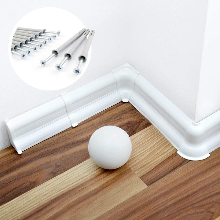 DQ-PP 16m Sockelleisten 52mm PVC Weiss Laminatleisten Fussleisten aus Kunststoff Dekore, 16m Sockell