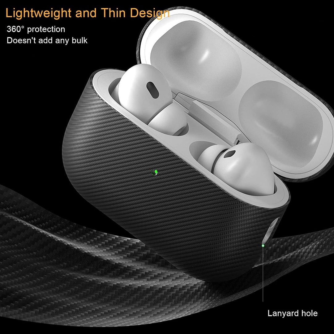 memumi Carbon Hülle für AirPods Pro 2, 0.3 mm Superdünne, Hülle aus echter 600D Aramidfaser [100% Ar