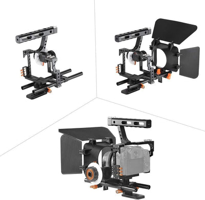 Andoer C500 Camera Rig Aluminiumlegierung Kit mit Kamera Cage, Matte Box+ folgt, Follow Focus+ Handg