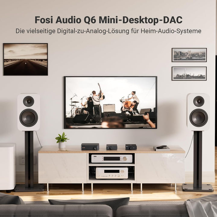 Fosi Audio Q6 Mini-Desktop-DAC, USB C Digital-Analog-Audio-Wandler für Heim-Stereo-Verstärker und Ko