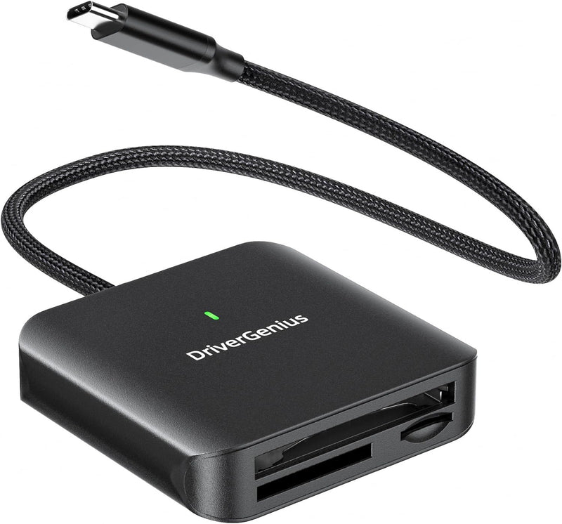 DriverGenius 3-in-1 USB-C CFast2.0 Kartenleser - mit UHS-II SD/microSD4.0-Slots, Kabellänge 30cm, HB