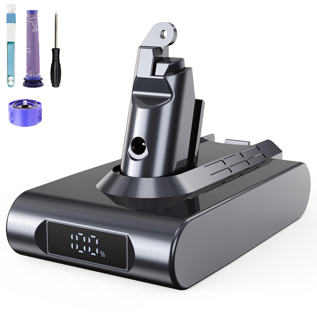 Vunzo 6000mAh V6 Ersatzakku mit LCD-Bildschirm für Dyson V6 Akku - Kompatibel mit DC62 DC58 DC59 DC6