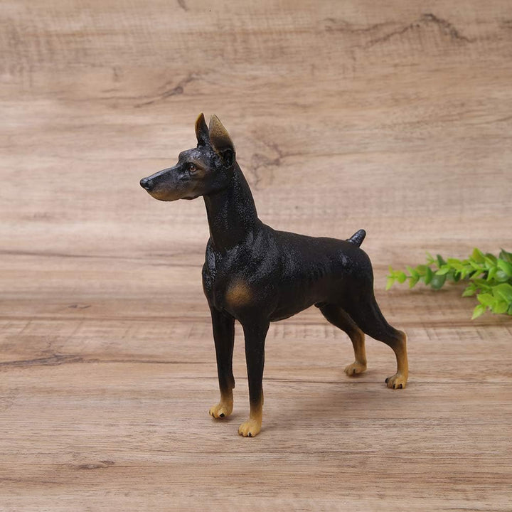 Zerodis Feste Simulation Black Doberman Modell Kunststoff Hund Tier Sammlung Dekoration frühes pädag